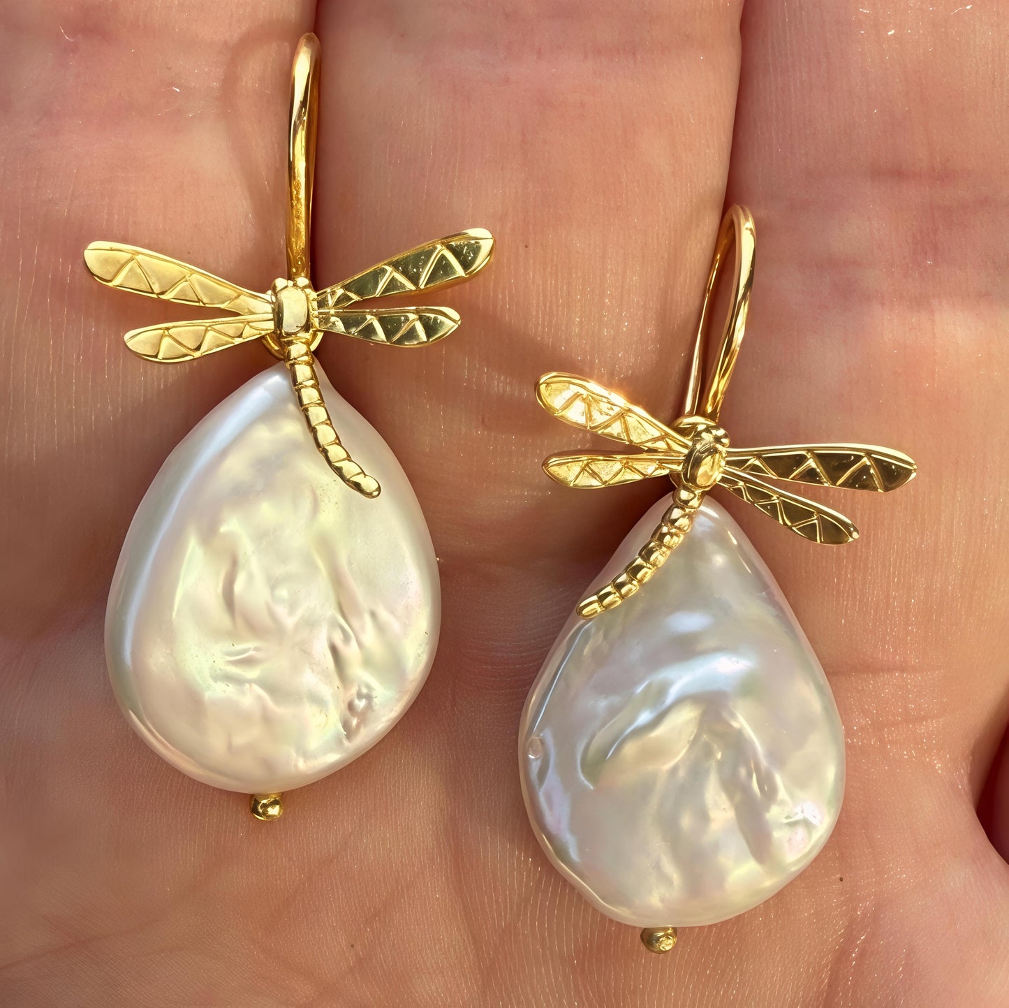 Dragonfly & Pearl Earrings