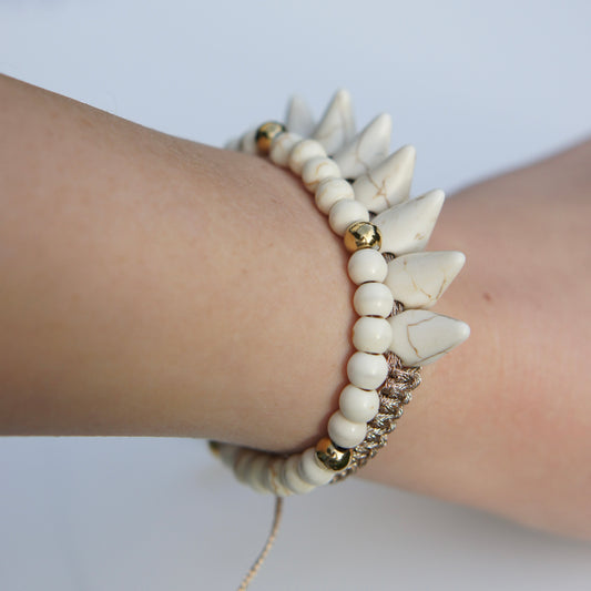 Spiky Howlite Bracelets Set