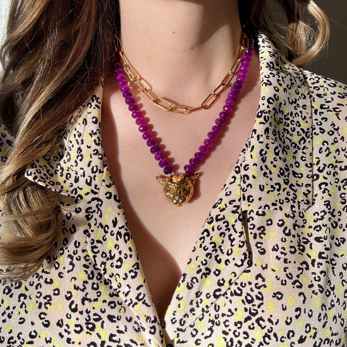 Cheetah Amethyst Necklace