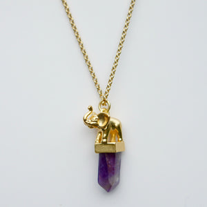 Elephant amethyst necklace