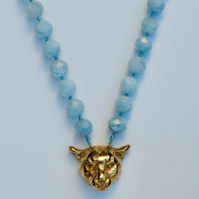 Load image into Gallery viewer, Cheetah aquamarine necklace
