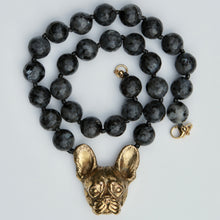 Load image into Gallery viewer, Frenchie black labradorite necklace
